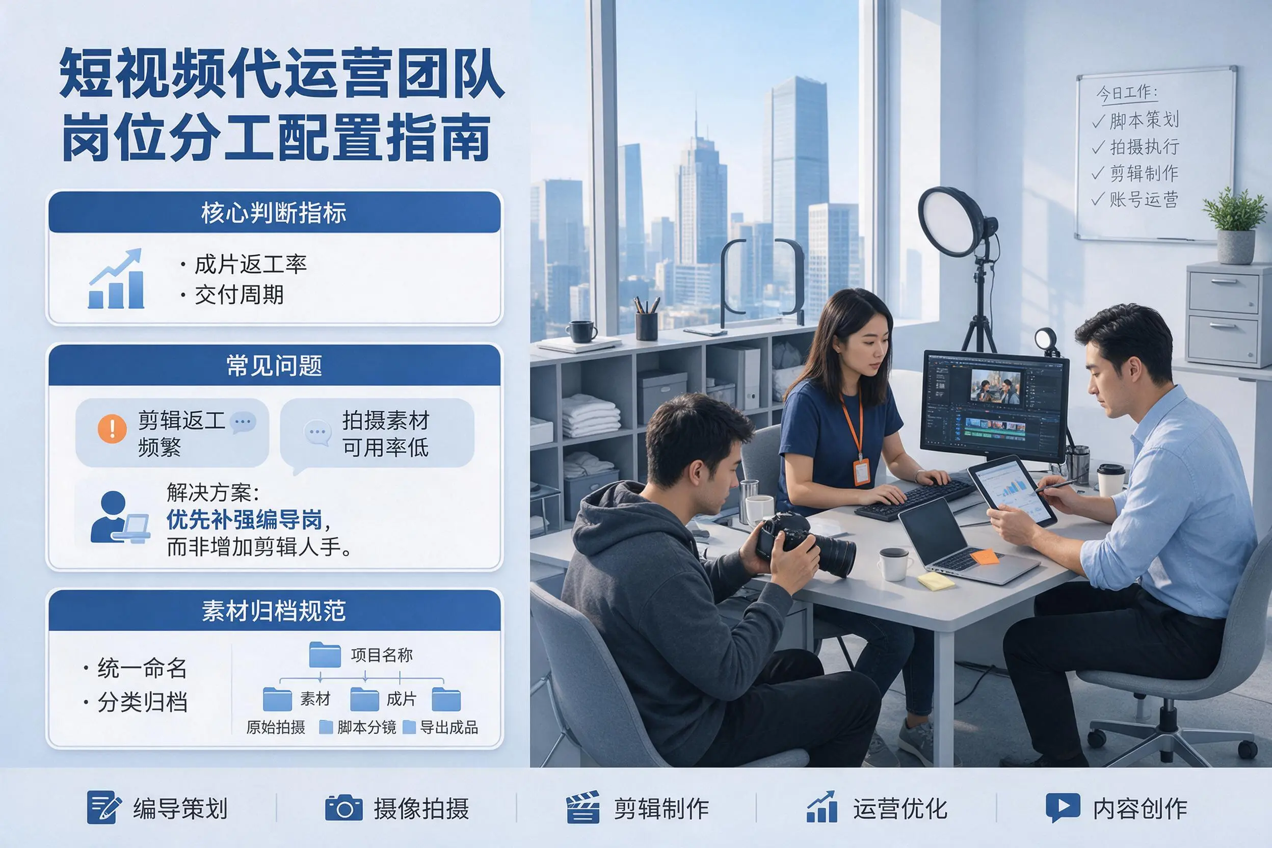 短视频代运营团队如何配置？鄂尔多斯企业岗位分工科普说明