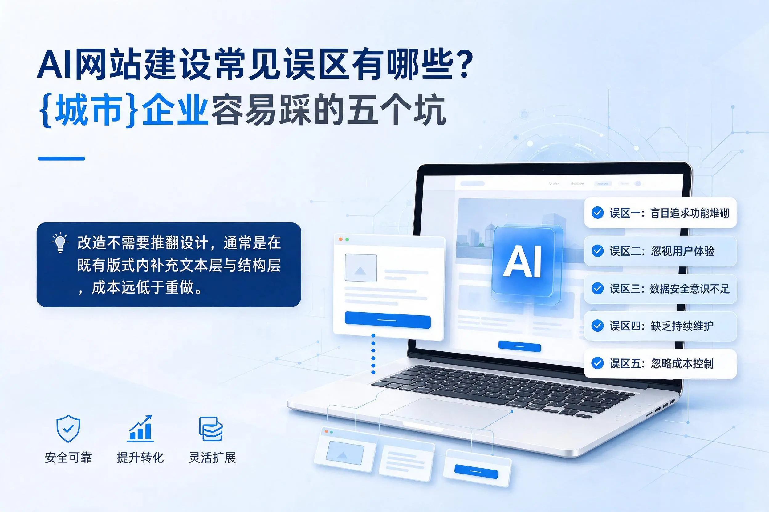 AI网站建设常见误区有哪些？鄂尔多斯企业容易踩的五个坑
