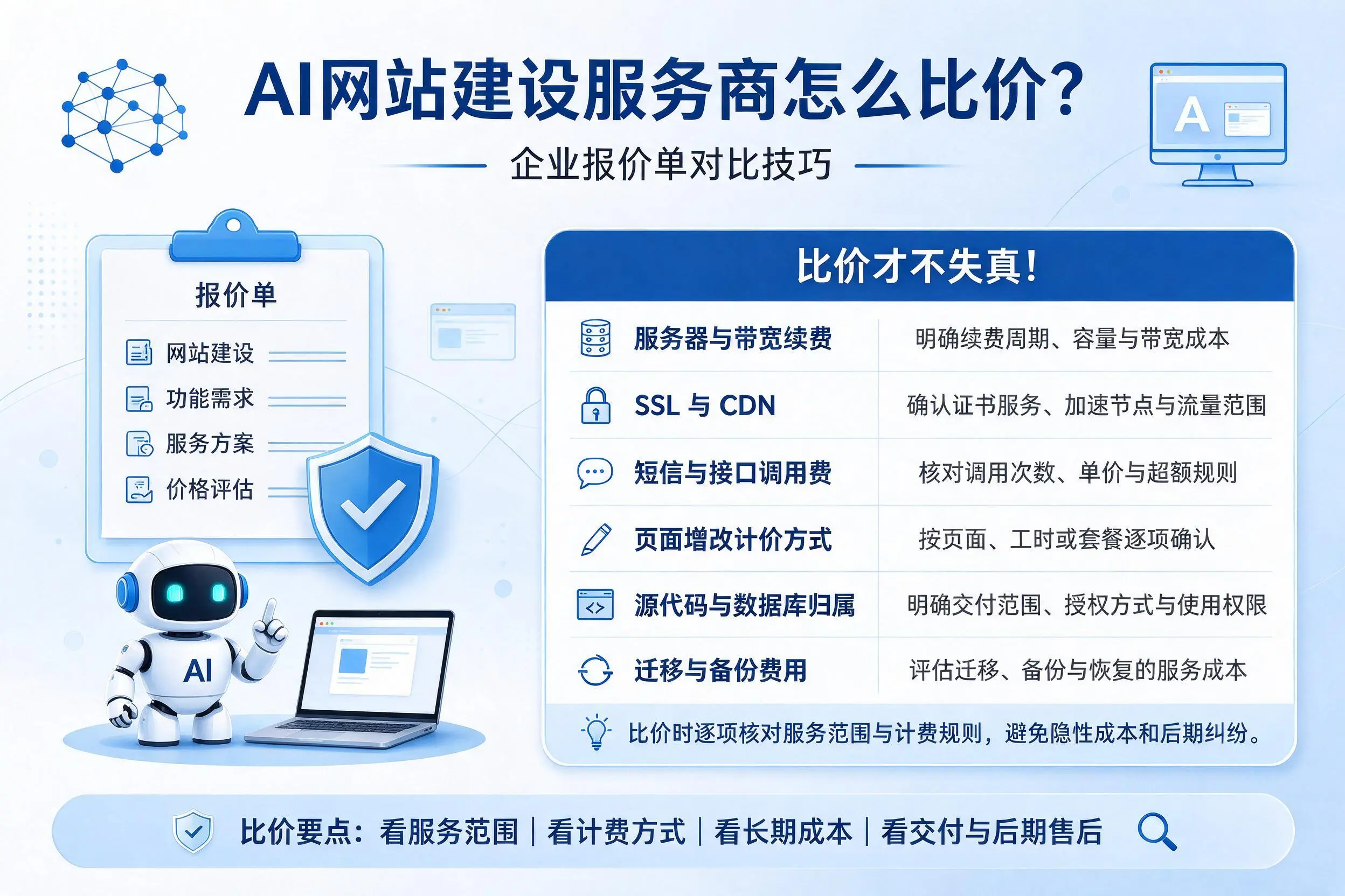 AI网站建设服务商怎么比价？鄂尔多斯企业报价单对比技巧